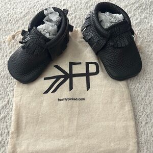 Freshly Picked Classic Black Kids Moccasins